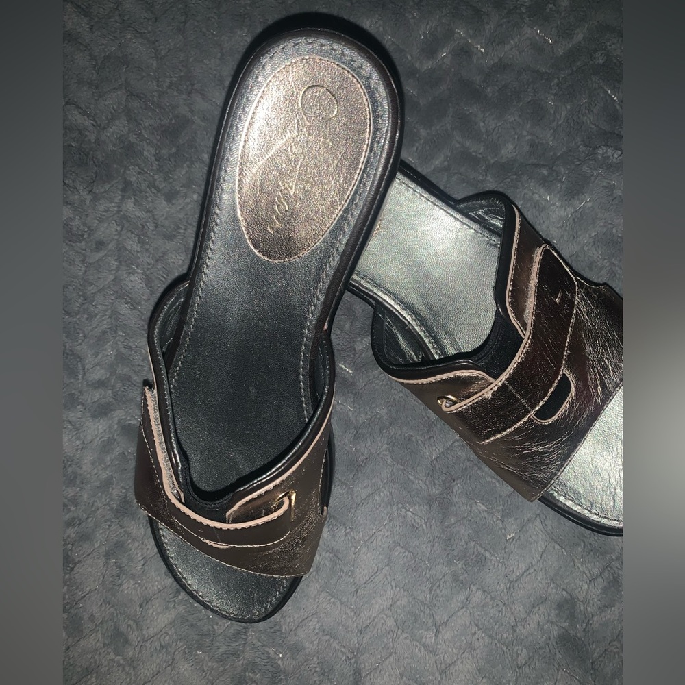 Cole Haan Gold metallic small wedge sandal